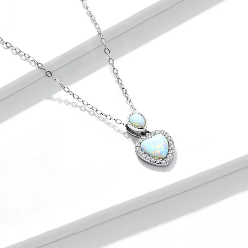 (imagem para) Pandora Style Opal Love Necklace - BSN243 - Visualizar 3