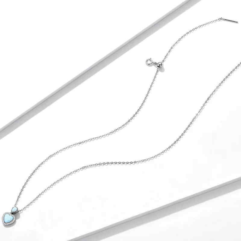 (imagem para) Pandora Style Opal Love Necklace - BSN243 - Visualizar 4