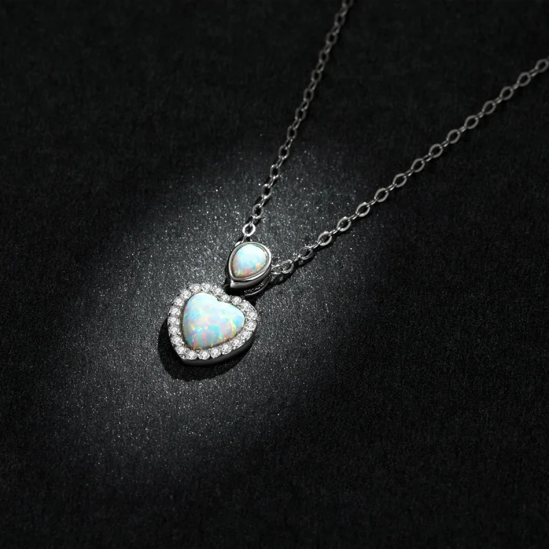 (imagem para) Pandora Style Opal Love Necklace - BSN243 - Visualizar 5