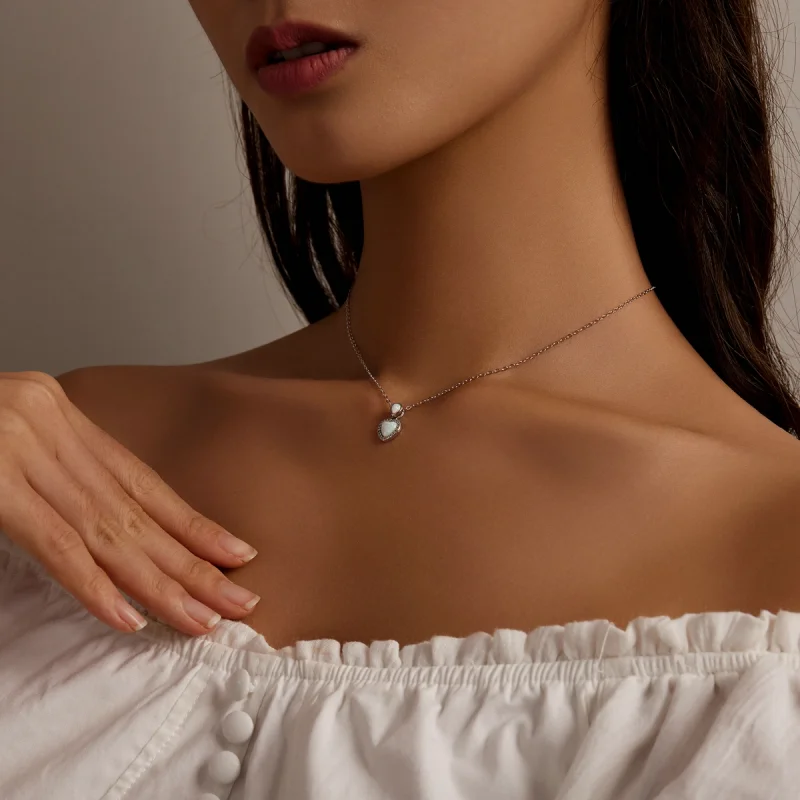 (imagem para) Pandora Style Opal Love Necklace - BSN243 - Visualizar 8
