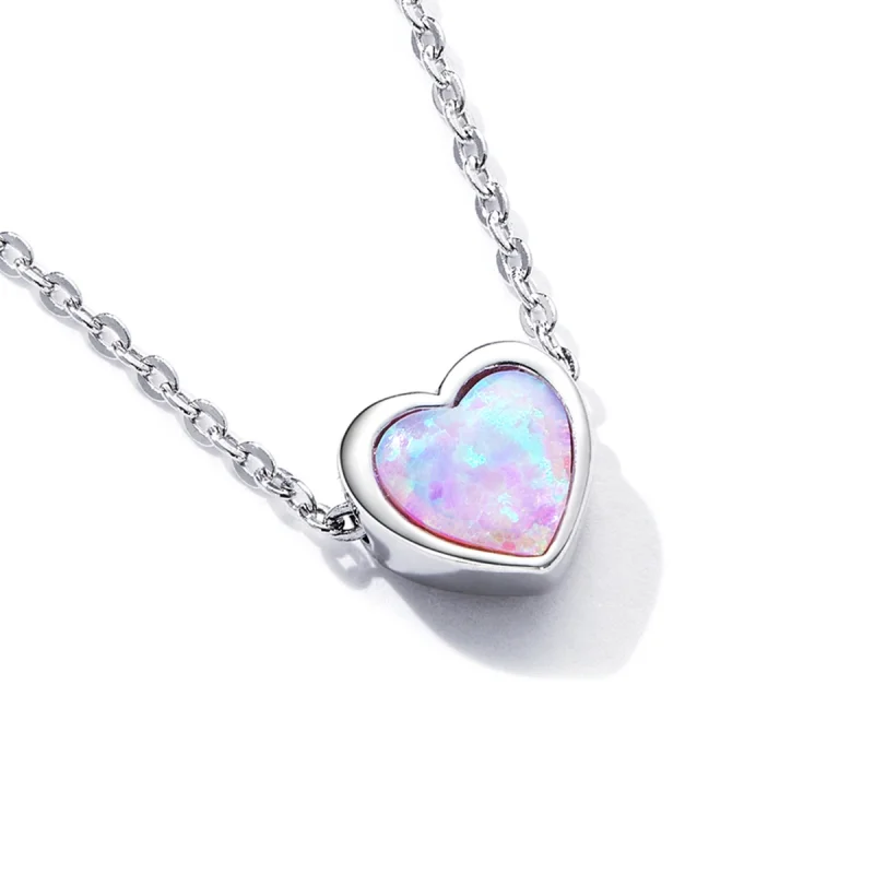 (imagem para) Pandora Style Opal Love Necklace - SCN471 - Visualizar 2