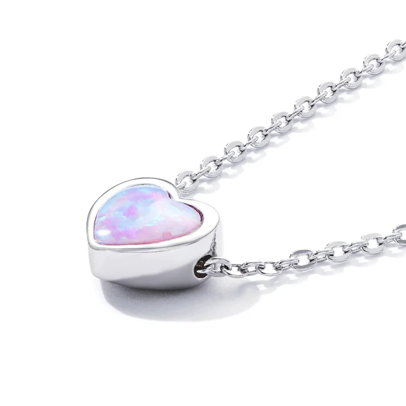 (imagem para) Pandora Style Opal Love Necklace - SCN471 - Visualizar 3