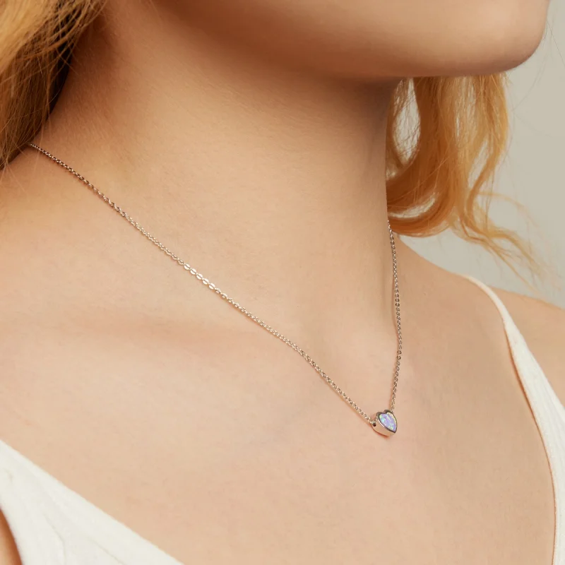 (imagem para) Pandora Style Opal Love Necklace - SCN471 - Visualizar 6