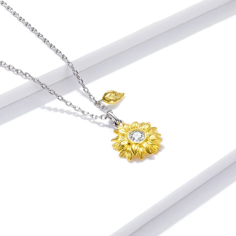 (imagem para) Pandora Style Sun Flower Necklace - BSN212 - Visualizar 2