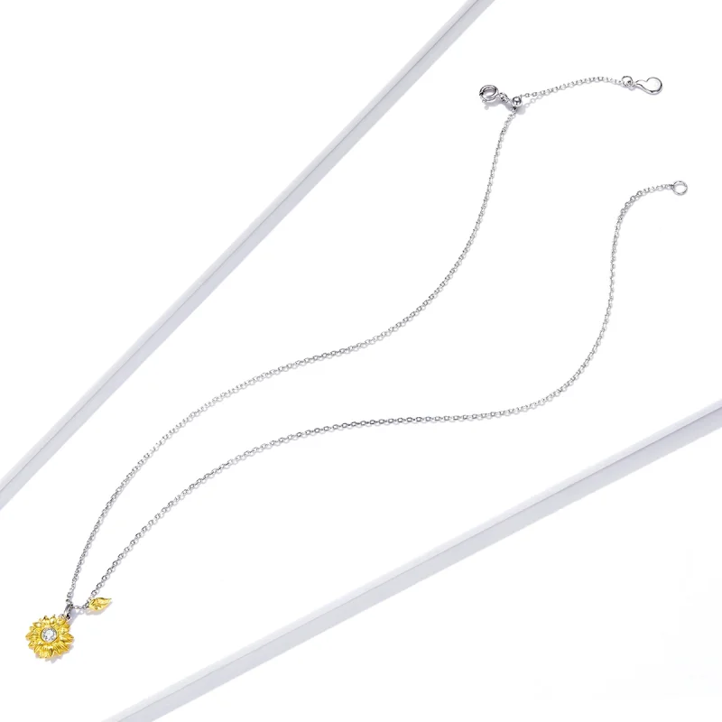 (imagem para) Pandora Style Sun Flower Necklace - BSN212 - Visualizar 4