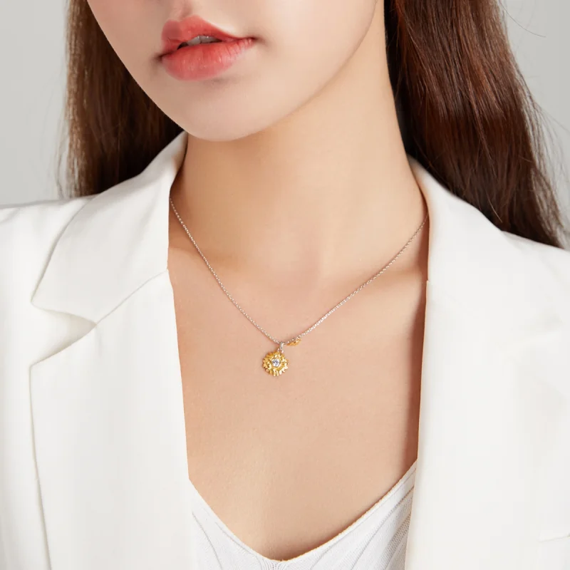 (imagem para) Pandora Style Sun Flower Necklace - BSN212 - Visualizar 8