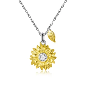 Pandora Style Sun Flower Necklace - BSN212 (imagem para) Pandora Style Sun Flower Necklace - BSN212
