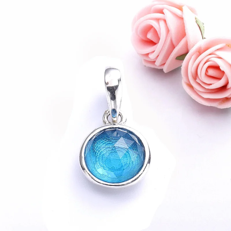 (imagem para) Charm Pendente PANDORA Gota de Cristal Azul-Água Março - 390396NAB - Visualizar 2