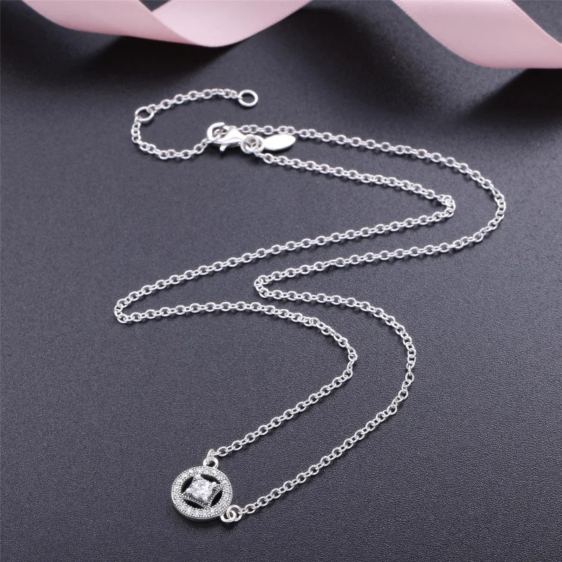 (imagem para) PANDORA Vintage Allure, Colar com Pingente de CZ Transparente - 590523CZ-45 - Visualizar 2