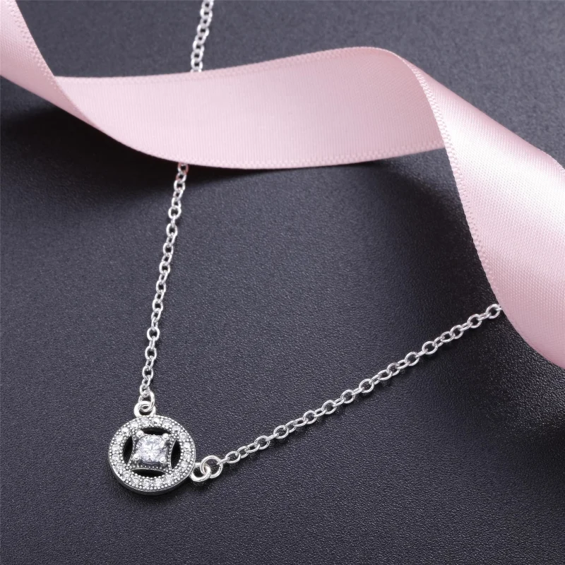 (imagem para) PANDORA Vintage Allure, Colar com Pingente de CZ Transparente - 590523CZ-45 - Visualizar 3