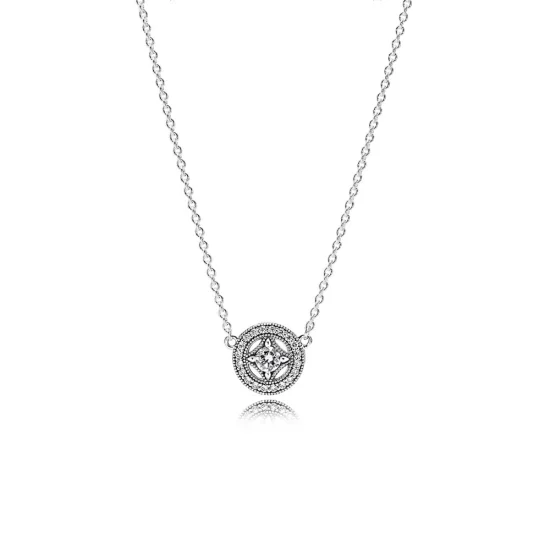 (imagem para) PANDORA Vintage Allure, Colar com Pingente de CZ Transparente - 590523CZ-45