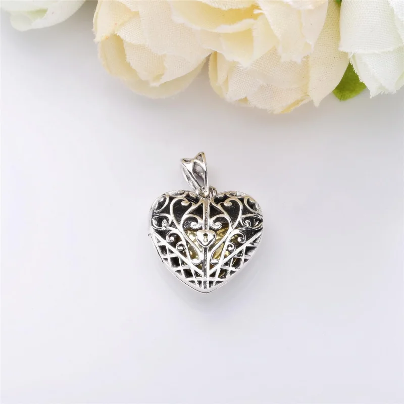 (imagem para) Pendente Pandora de prata coração vintage - Visualizar 2