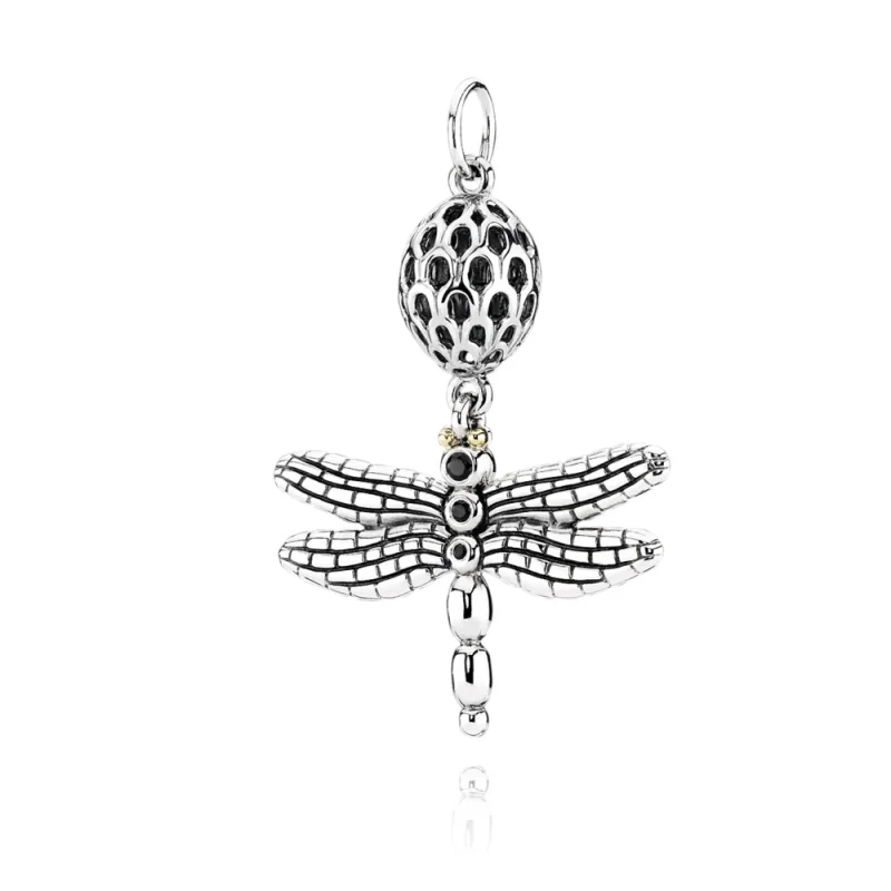 (imagem para) Pendente PANDORA Prata e Ouro Libélula - 390336CZK