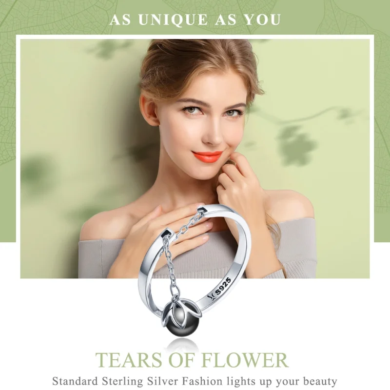 (imagem para) Anel Lágrimas de flores estilo Pandora - SCR314 - Visualizar 2