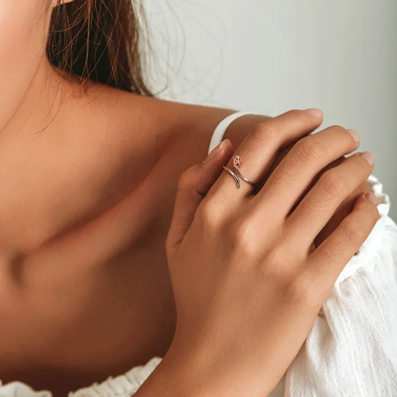 (imagem para) Pandora Style A Rose Open Ring - SCR761 - Visualizar 8