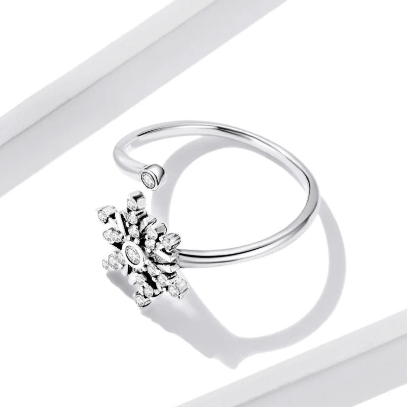 (imagem para) Pandora Style Beautiful Snowflakes Open Ring - BSR214 - Visualizar 3