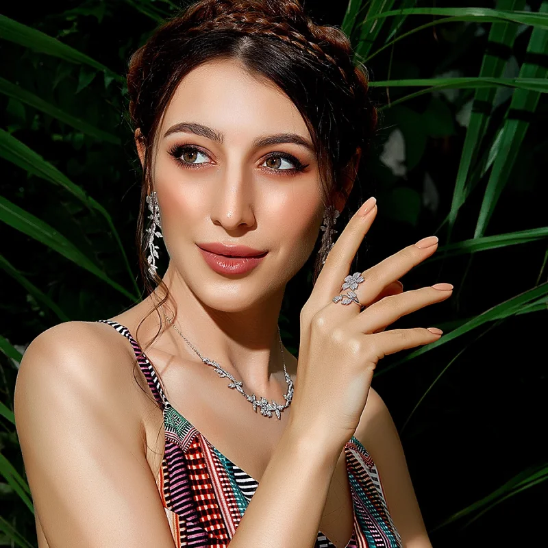 (imagem para) Pandora Style Cherry Blossoms Open Ring - BSR076 - Visualizar 7