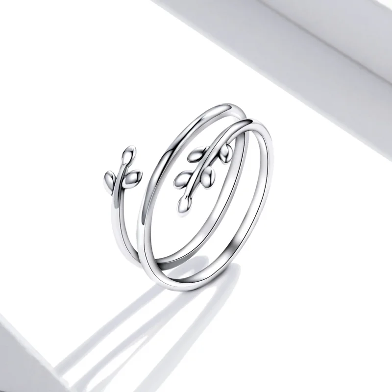 (imagem para) Pandora Style Circles of Leaves Open Ring - SCR755 - Visualizar 2