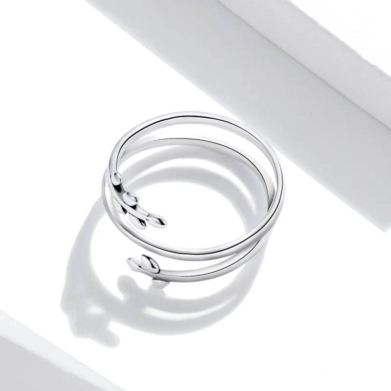 (imagem para) Pandora Style Circles of Leaves Open Ring - SCR755 - Visualizar 4