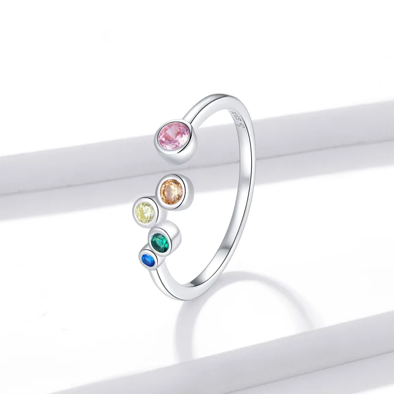 (imagem para) Pandora Style Colorful Bubbles Open Ring - BSR149 - Visualizar 2