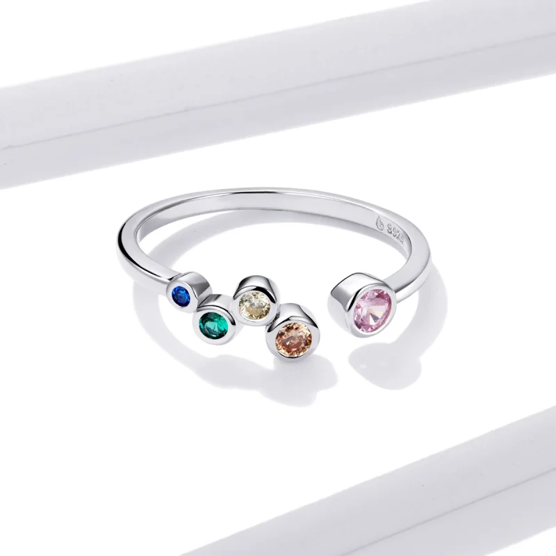 (imagem para) Pandora Style Colorful Bubbles Open Ring - BSR149 - Visualizar 3
