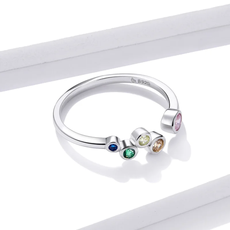 (imagem para) Pandora Style Colorful Bubbles Open Ring - BSR149 - Visualizar 4
