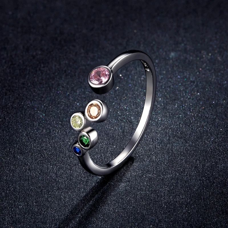 (imagem para) Pandora Style Colorful Bubbles Open Ring - BSR149 - Visualizar 5
