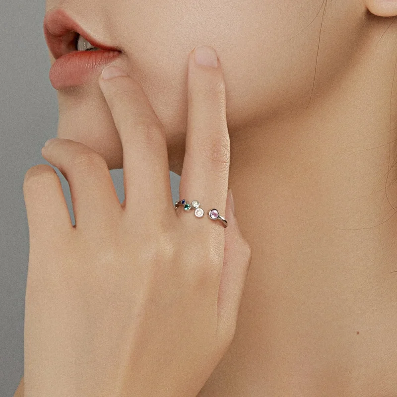 (imagem para) Pandora Style Colorful Bubbles Open Ring - BSR149 - Visualizar 8