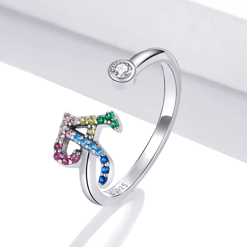 (imagem para) Pandora Style Colorful Letter-A Open Ring - SCR723-A - Visualizar 2