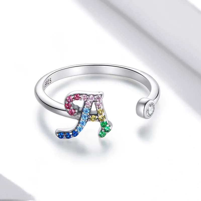 (imagem para) Pandora Style Colorful Letter-A Open Ring - SCR723-A - Visualizar 3