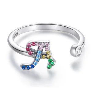 (imagem para) Pandora Style Colorful Letter-A Open Ring - SCR723-A