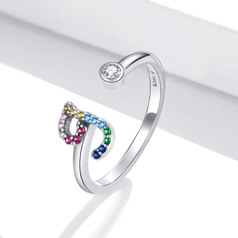 (imagem para) Pandora Style Colorful Letter-J Open Ring - SCR723-J - Visualizar 2