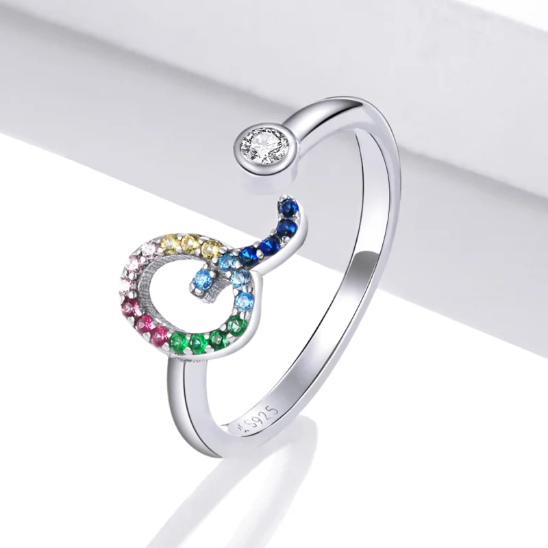 (imagem para) Pandora Style Colorful Letter-Q Open Ring - SCR723-Q - Visualizar 2