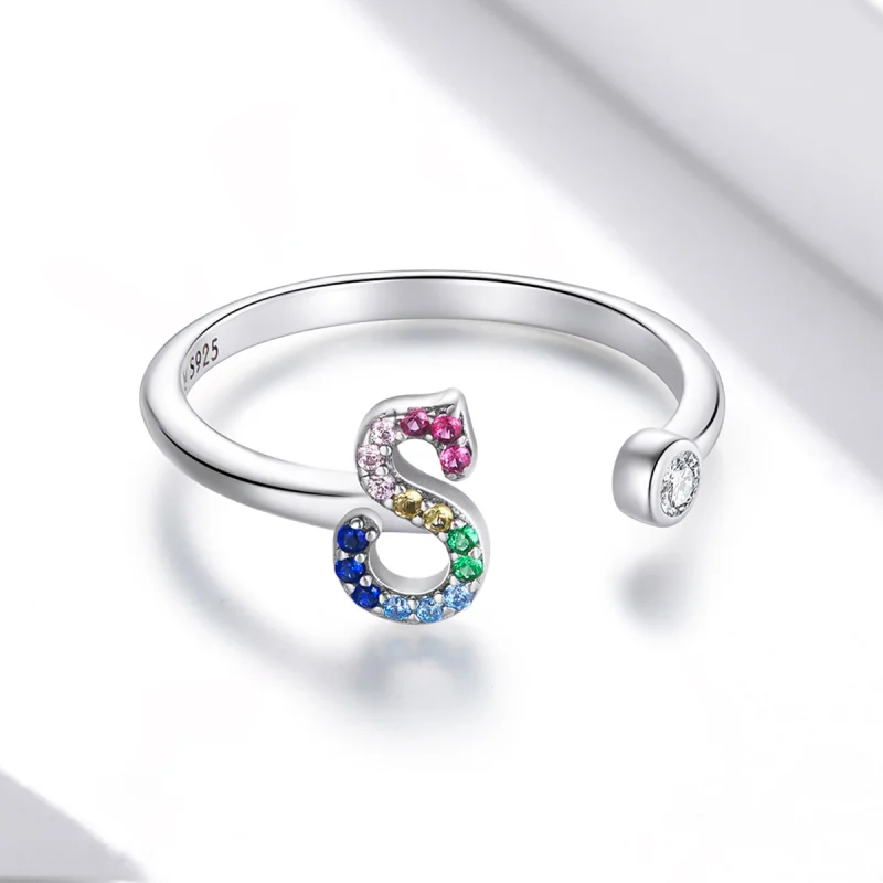 (imagem para) Pandora Style Colorful Letter-S Open Ring - SCR723-S - Visualizar 3