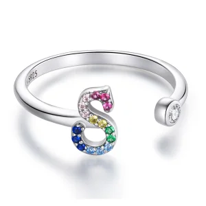 (imagem para) Pandora Style Colorful Letter-S Open Ring - SCR723-S