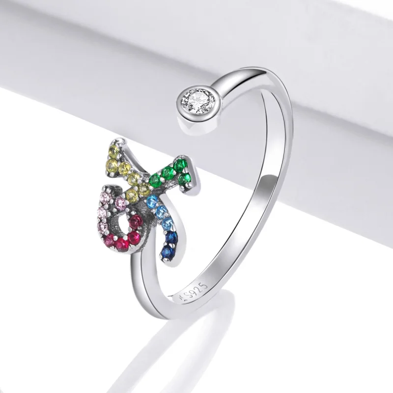 (imagem para) Pandora Style Colorful Letter-X Open Ring - SCR723-X - Visualizar 2