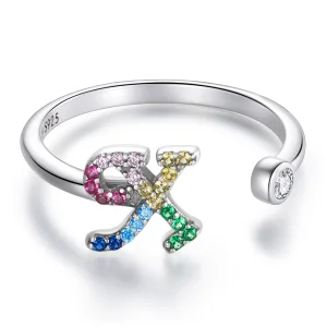 (imagem para) Pandora Style Colorful Letter-X Open Ring - SCR723-X