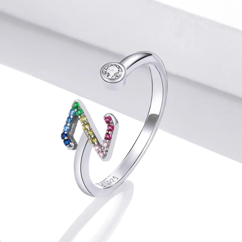 (imagem para) Pandora Style Colorful Letter-Z Open Ring - SCR723-Z - Visualizar 2