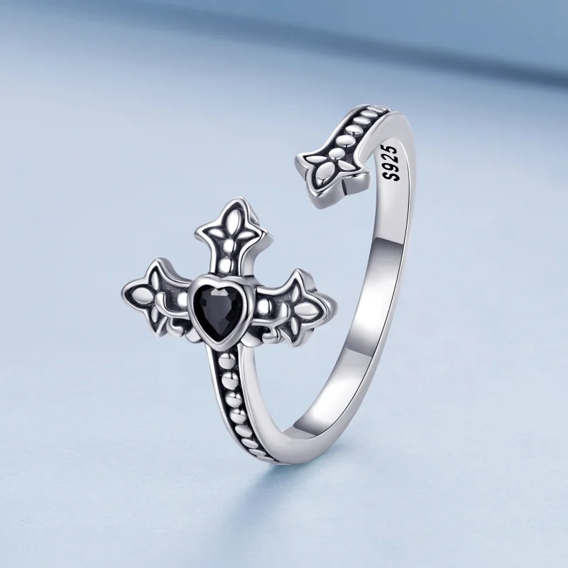 (imagem para) Pandora Style Cross Open Ring - BSR298 - Visualizar 2