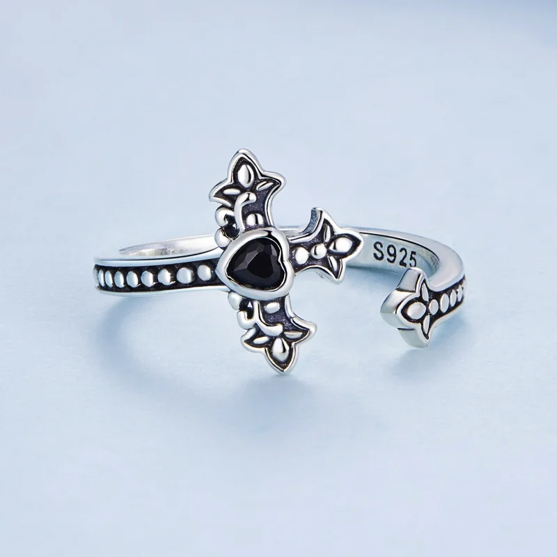 (imagem para) Pandora Style Cross Open Ring - BSR298 - Visualizar 3