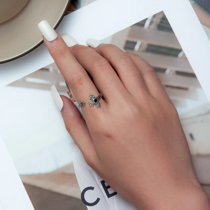 (imagem para) Pandora Style Cross Open Ring - BSR298 - Visualizar 5