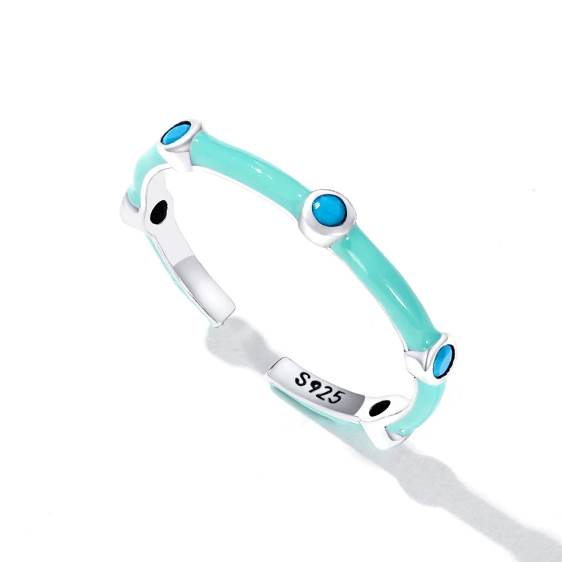 (imagem para) Pandora Style Delicate Turquoise Open Ring - SCR813 - Visualizar 5