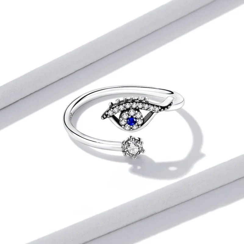 (imagem para) Pandora Style Devil Eye Open Ring - BSR215 - Visualizar 2