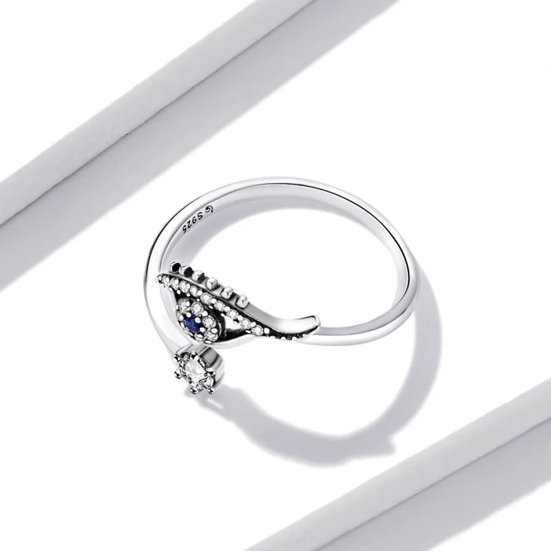 (imagem para) Pandora Style Devil Eye Open Ring - BSR215 - Visualizar 3