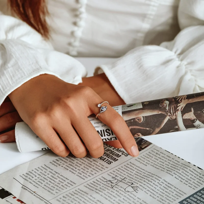 (imagem para) Pandora Style Devil Eye Open Ring - BSR215 - Visualizar 9