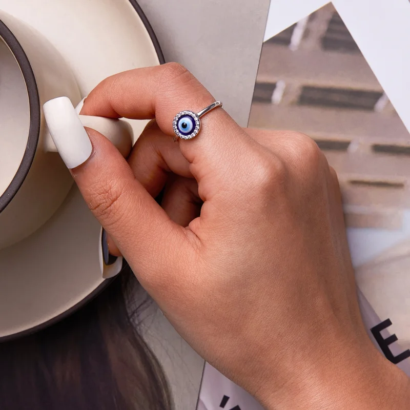 (imagem para) Pandora Style Devil Eye Open Ring - BSR254 - Visualizar 6