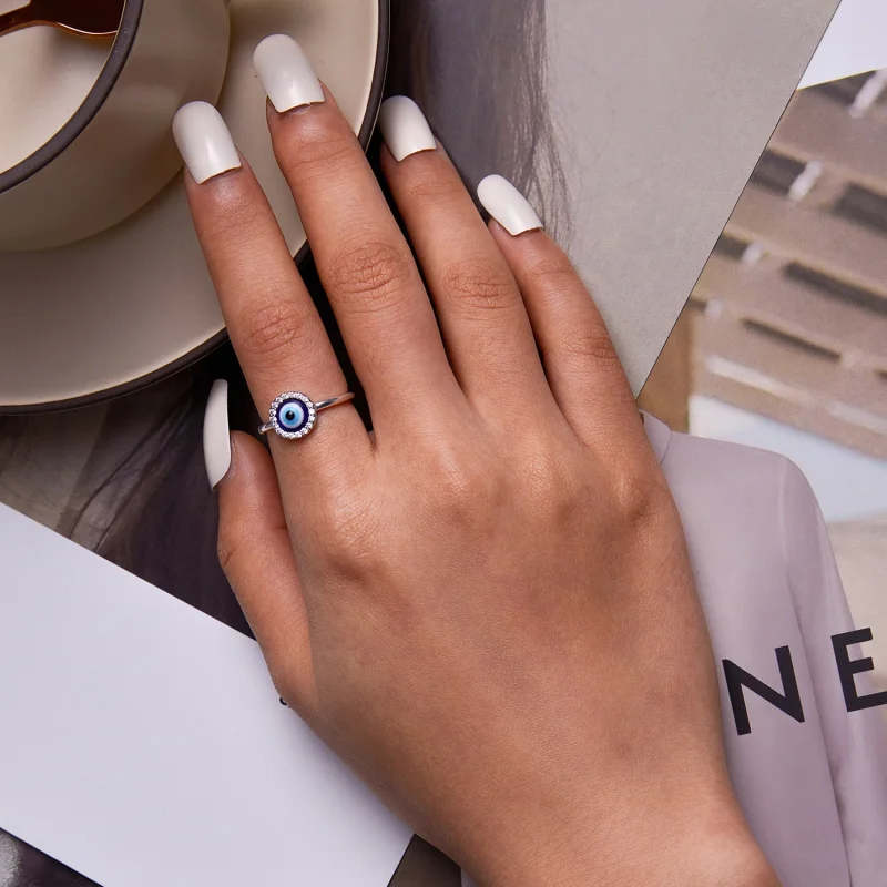 (imagem para) Pandora Style Devil Eye Open Ring - BSR254 - Visualizar 7