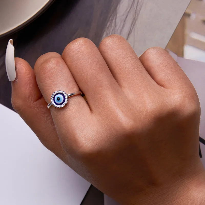 (imagem para) Pandora Style Devil Eye Open Ring - BSR254 - Visualizar 8