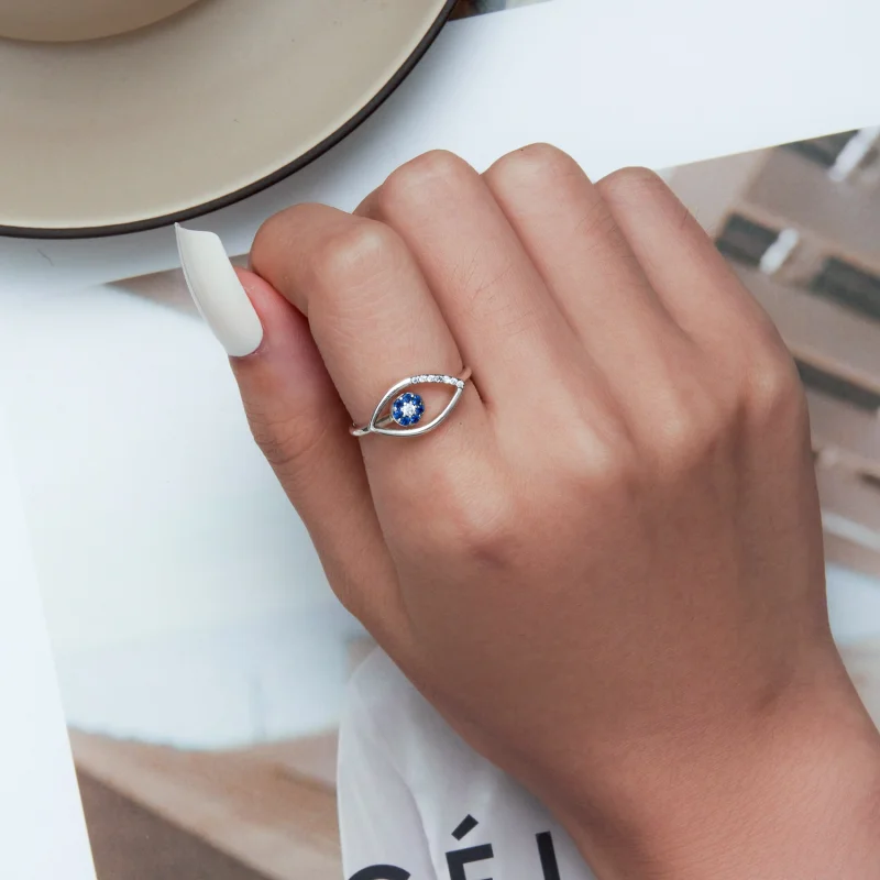 (imagem para) Pandora Style Devil Eye Open Ring - SCR875 - Visualizar 6