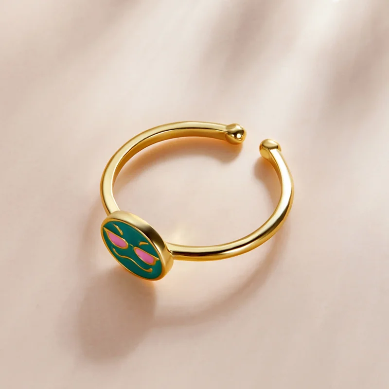 (imagem para) Pandora Style Emoji - Cool Open Ring - SCR737-A - Visualizar 2
